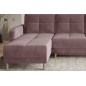 - Canapé d'angle convertible en tissu velours luxe, rangement - rose pale, angle gauche (vu de face), ROXANE VELOURS, 4 places