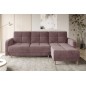 Canapé d'angle convertible en tissu velours luxe, rangement - rose pale, angle droit (vu de face), ROXANE VELOURS, 4 places