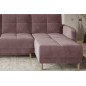 Canapé d'angle convertible en tissu velours luxe, rangement - rose pale, angle droit (vu de face), ROXANE VELOURS, 4 places