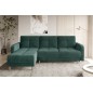 Canapé d'angle convertible en tissu velours luxe, rangement - vert foncé, angle gauche (vu de face), ROXANE VELOURS, 4 places