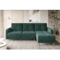 Canapé d'angle convertible en tissu velours luxe, rangement - vert foncé, angle droit (vu de face), ROXANE VELOURS, 4 places