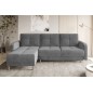 Canapé d'angle convertible en tissu velours luxe, rangement - gris, angle gauche (vu de face), ROXANE VELOURS, 4 places