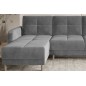 Canapé d'angle convertible en tissu velours luxe, rangement - gris, angle gauche (vu de face), ROXANE VELOURS, 4 places