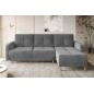 Canapé d'angle convertible en tissu velours luxe, rangement - gris, angle droit(vu de face), ROXANE VELOURS, 4 places