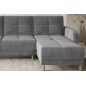 Canapé d'angle convertible en tissu velours luxe, rangement - gris, angle droit(vu de face), ROXANE VELOURS, 4 places