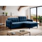 Canapé d'angle convertible en velours bleu foncé luxe 3-4 places LORO, angle droit (vu de face) Canapé d'angle convertible en velours bleu foncé luxe 3-4 places LORO, angle droit (vu de face)
