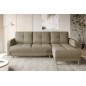Canapé d'angle convertible en tissu velours luxe, rangement - BEIGE, angle droit (vu de face), ROXANE VELOURS, 4 places