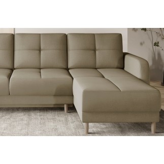 Canapé d'angle convertible en tissu velours luxe, rangement - BEIGE, angle droit (vu de face), ROXANE VELOURS, 4 places