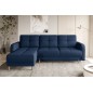Canapé d'angle convertible en tissu velours luxe, rangement - bleu foncé, angle gauche (vu de face), ROXANE VELOURS, 4 places