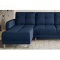 Canapé d'angle convertible en tissu velours luxe, rangement - bleu foncé, angle gauche (vu de face), ROXANE VELOURS, 4 places