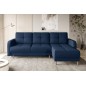 Canapé d'angle convertible en tissu velours luxe, rangement - bleu foncé, angle droit (vu de face), ROXANE VELOURS, 4 places