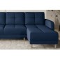 Canapé d'angle convertible en tissu velours luxe, rangement - bleu foncé, angle droit (vu de face), ROXANE VELOURS, 4 places
