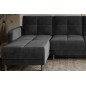 Canapé d'angle convertible en tissu velours luxe, rangement - gris foncé, angle gauche (vu de face), ROXANE VELOURS, 4 places