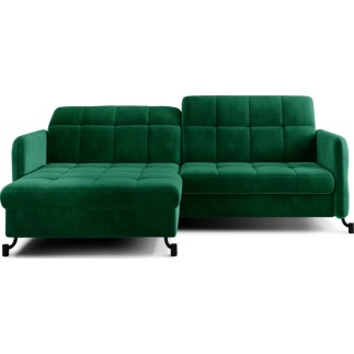 Canapé d'angle convertible en velours vert foncé luxe 3-4 places LORO