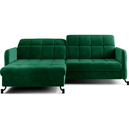 Canapé d'angle convertible en velours vert foncé luxe 3-4 places LORO