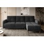 Canapé d'angle convertible en tissu velours luxe, rangement - gris foncé, angle droit (vu de face), ROXANE VELOURS, 4 places