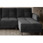 Canapé d'angle convertible en tissu velours luxe, rangement - gris foncé, angle droit (vu de face), ROXANE VELOURS, 4 places