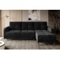 Canapé d'angle convertible en tissu velours luxe, rangement - noir, angle droit(vu de face), ROXANE VELOURS, 4 places
