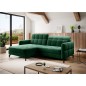 Canapé d'angle convertible en velours vert foncé luxe 3-4 places LORO, angle gauche (vu de face) Canapé d'angle convertible en velours vert foncé luxe 3-4 places LORO, angle gauche (vu de face)