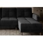 Canapé d'angle convertible en tissu velours luxe, rangement - noir, angle droit(vu de face), ROXANE VELOURS, 4 places