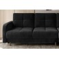 Canapé d'angle convertible en tissu velours luxe, rangement - noir, angle droit(vu de face), ROXANE VELOURS, 4 places