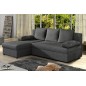 Canapé d'angle convertible - GILO - en tissu luxe 3/4 places - gris foncé, angle gauche (vu de face)
