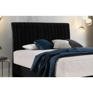 Ensemble lit + sommier + matelas tissu velours noir - 180x200 cm- BLASIO de VENESETTI