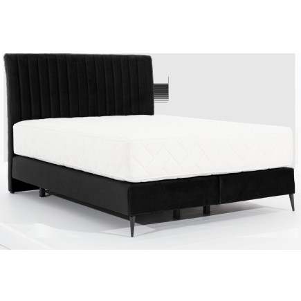 Ensemble lit + sommier + matelas en tissu velours noir - 140x200 cm - BLASIO de VENESETTI