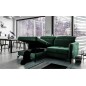 Canapé d'angle convertible en velours vert foncé luxe 3-4 places LORO, angle gauche (vu de face) Canapé d'angle convertible en velours vert foncé luxe 3-4 places LORO, angle gauche (vu de face)