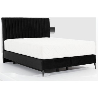 Ensemble lit + sommier + matelas tissu velours noir - 160x200 cm - BLASIO de VENESETTI