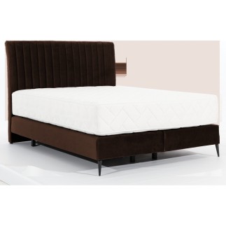 Ensemble lit + sommier + matelas tissu velours chocolat - 140x200 cm - BLASIO de VENESETTI