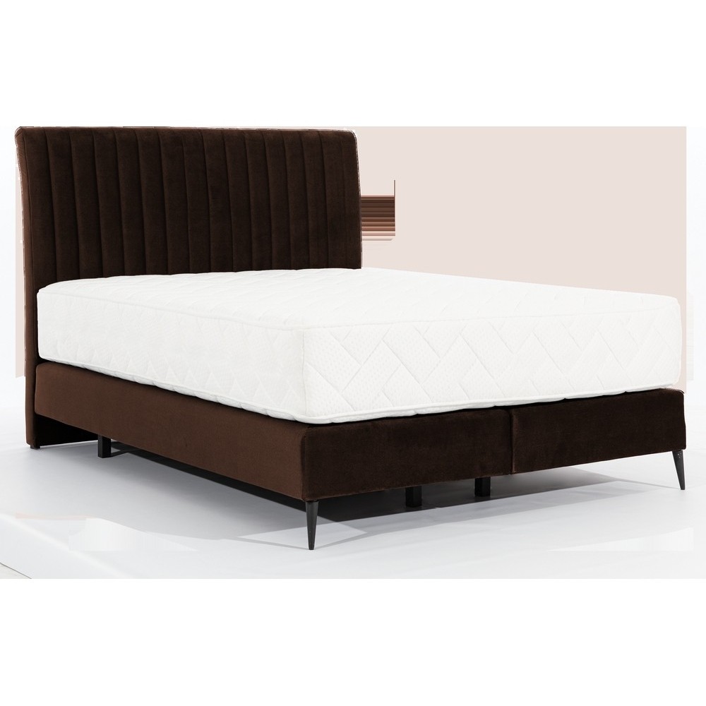 Ensemble lit + sommier + matelas tissu velours chocolat - 140x200 cm - BLASIO de VENESETTI