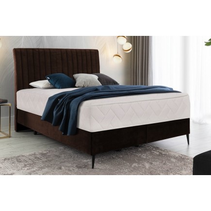 Ensemble lit + sommier + matelas tissu velours chocolat - 140x200 cm - BLASIO de VENESETTI