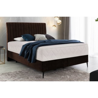 Ensemble lit + sommier + matelas BLASIO de VENESETTI - velours chocolat - 160x200 cm