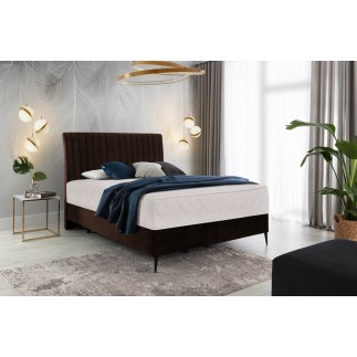 Ensemble lit + sommier + matelas BLASIO de VENESETTI - velours chocolat - 160x200 cm