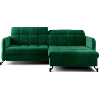 Canapé d'angle convertible en velours vert foncé luxe 3-4 places LORO