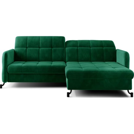 Canapé d'angle convertible en velours vert foncé luxe 3-4 places LORO