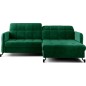 Canapé d'angle convertible en velours vert foncé luxe 3-4 places LORO, angle droit (vu de face) Canapé d'angle convertible en velours vert foncé luxe 3-4 places LORO, angle droit (vu de face)
