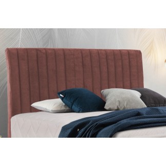 Ensemble lit + sommier + matelas BLASIO de VENESETTI - velours rose pale- 140x200 cm