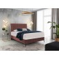 Ensemble lit + sommier + matelas BLASIO de VENESETTI - velours rose pale- 140x200 cm
