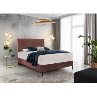 Ensemble lit + sommier + matelas BLASIO de VENESETTI - velours rose pale - 160x200 cm