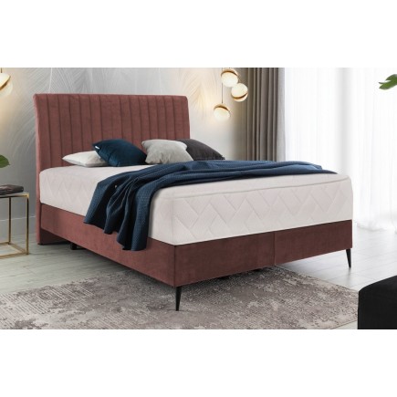 Ensemble lit + sommier + matelas BLASIO de VENESETTI - velours rose pale - 180x200 cm