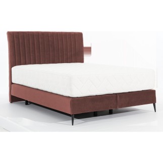 Ensemble lit + sommier + matelas BLASIO de VENESETTI - velours rose pale - 180x200 cm