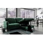 Canapé d'angle convertible en velours vert foncé luxe 3-4 places LORO, angle droit (vu de face) Canapé d'angle convertible en velours vert foncé luxe 3-4 places LORO, angle droit (vu de face)