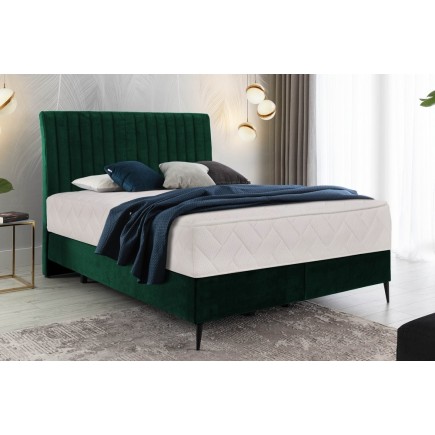 Ensemble lit + sommier + matelas BLASIO de VENESETTI - velours vert foncé - 160x200 cm