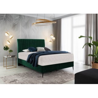 Ensemble lit + sommier + matelas BLASIO de VENESETTI - velours vert foncé - 160x200 cm