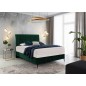 Ensemble lit + sommier + matelas BLASIO de VENESETTI - velours vert foncé - 160x200 cm