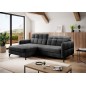 Canapé d'angle convertible en velours gris foncé luxe 3-4 places LORO, angle gauche (vu de face) Canapé d'angle convertible en velours gris foncé luxe 3-4 places LORO, angle gauche (vu de face)