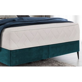 Ensemble lit + sommier + matelas BLASIO de VENESETTI - velours bleu turquoise - 140x200 cm