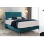 Ensemble lit + sommier + matelas BLASIO de VENESETTI - velours bleu turquoise - 160x200 cm